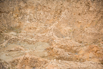 Clay and sand in the quarry. Beautiful unusual background similar to the surface of the planet Mars or the moon