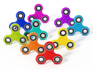 Fidget spinners isolated on white background. 3D illustration