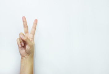 hand sign meaning number two, victory