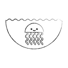 cute jellyfish sealife icon vector illustration design