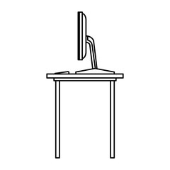 desk computer office work equipment objects