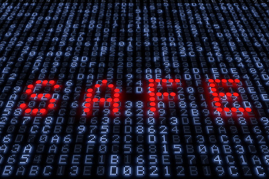 Sicherheit im Netz. 3d Illustration zur Darstellung der Datensicherheit. Ein Hexadezimalhintergrund in blau. Dar&uuml;ber das Wort "SAFE", sicher in Rot.