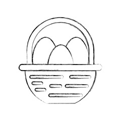 straw basket with eggs vector illustration design