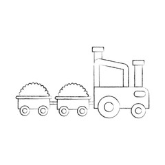 tractor farm with straw wagons vector illustration design