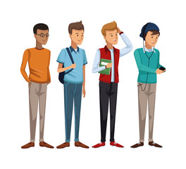 Obraz premium colorful set group of boy students standing