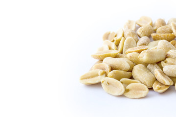 Processed peanuts isolated on white background