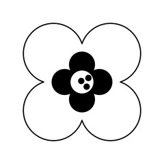cartoon flower in black and white line icon image