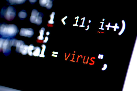 Computer security concept. Virus in program code