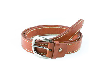 Brown belt on white background