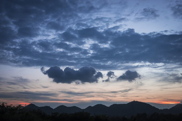 Mountain with sky, evening