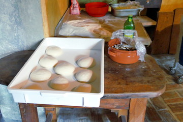 Raised dough ready form making pizza