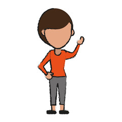 faceless woman stretching arm avatar icon image vector illustration design 