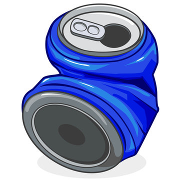 Crushed Tin Soda Can. Vector Illustration