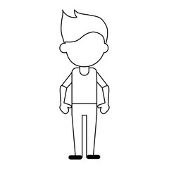 faceless man avatar wearing pnats and shirt  icon image vector illustration design  black line