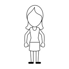 faceless woman wearing skirt  avatar icon image vector illustration design  black line