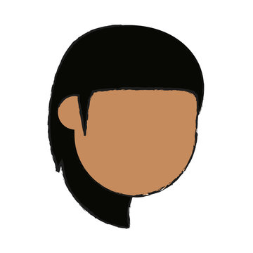 Faceless Woman With Long Layered Hair With Bangs Avatar Icon Image Vector Illustration Design 