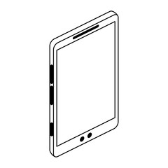 modern cellphone with blank screen icon image vector illustration design  black line