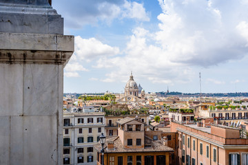 Fototapeta premium View of Rome from Piazza della Trinita dei Monti a sunny summer day