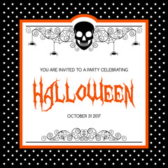 Halloween poster, flyer or invitation design template. Vector Illustration