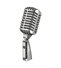 Fototapeta premium Vintage microphone hand drawing