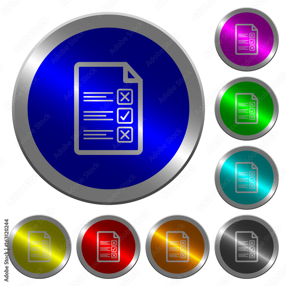 Poster questionnaire document luminous coin-like round color buttons
