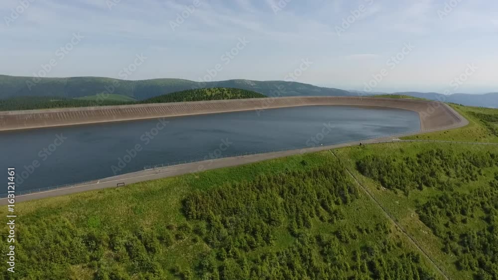 Wall mural Aerial view of beautiful lake in mountains national park.