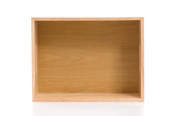 Wooden box on white background