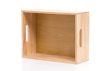Wooden box on white background