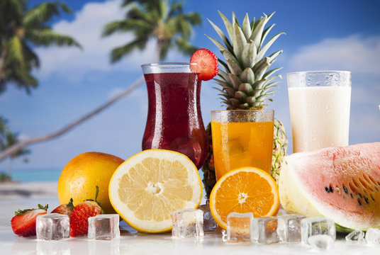Variety of cold drinks, Summer  