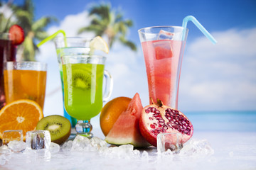 Variety of cold drinks, Summer  