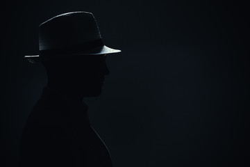 Silhouette of a Man With Hat - 163125214