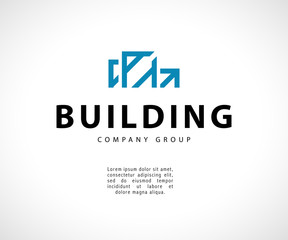 Vector flat simple construction company and architect business studio logo design template isolated.