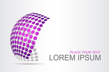 Logo stylized spherical surface with abstract shapes