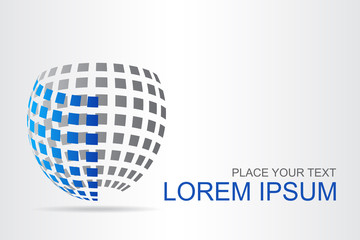 Logo stylized spherical surface with abstract shapes