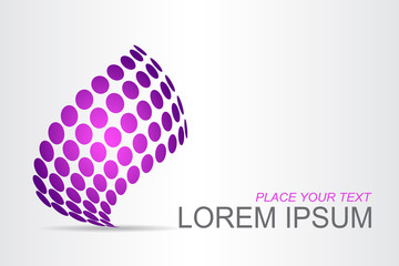 Logo stylized spherical surface with abstract shapes