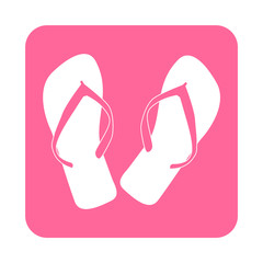 Icono plano chanclas en cuadrado rosa