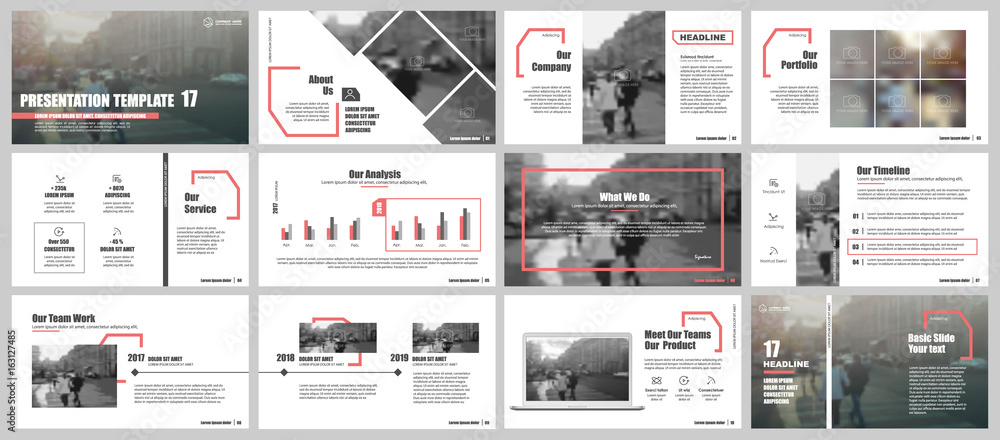 Poster red and gray elements for infographics on a white background. presentation templates. use in present
