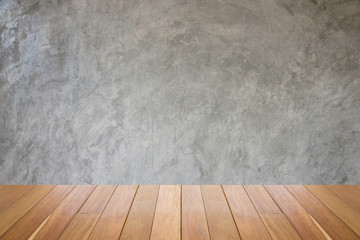 old grungy texture, grey concrete wall.dirty vintage cement wall.Grunge Background Wallpaper Wood Floor.Interior background of room with concrete wall, wooden floor