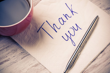 Romantic message written on napkin