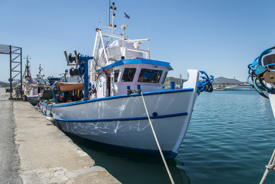 Fishing boat trawler in Volos, Greece