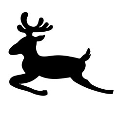 Reindeer. Christmas symbol. Black on white isolated graphic silhouette. Vector picture for design.