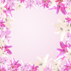 Fototapeta na wymiar Vector frame illustration. Garden and wild lily.