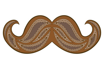 Obraz premium Zen tangle mustache. Zentangle brown whisker.