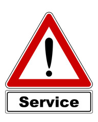 Warnschild mit Ausrufezeichen und Zusatzinformation