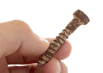Rusted old screw isolated