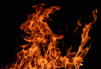 Fototapeta premium Fire flames on black background
