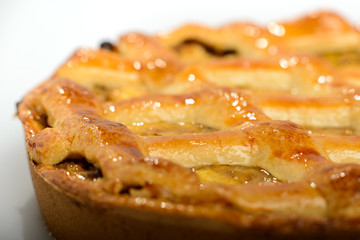 Whole apple pie, depth of field