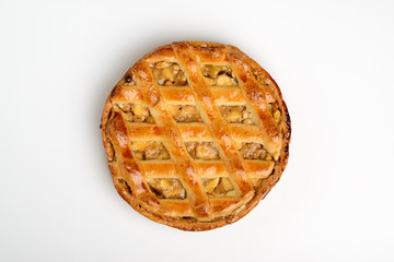Whole apple pie, top view