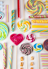 Mixed colorful sweets, lollipops and candy