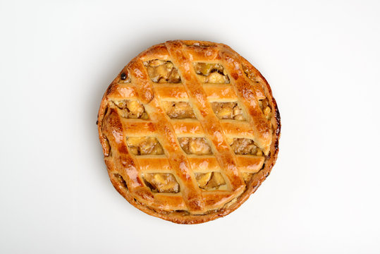 Whole apple pie, top view